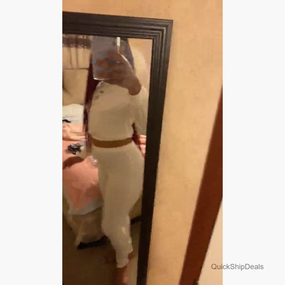 Ribbed Polyester Two-Piece Tracksuit Set Long Sle… - image 5